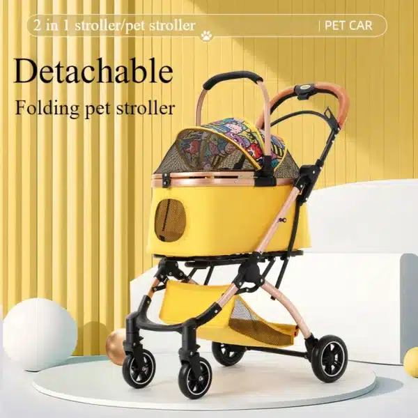Yellow color Portable Dog Carrier on a floor